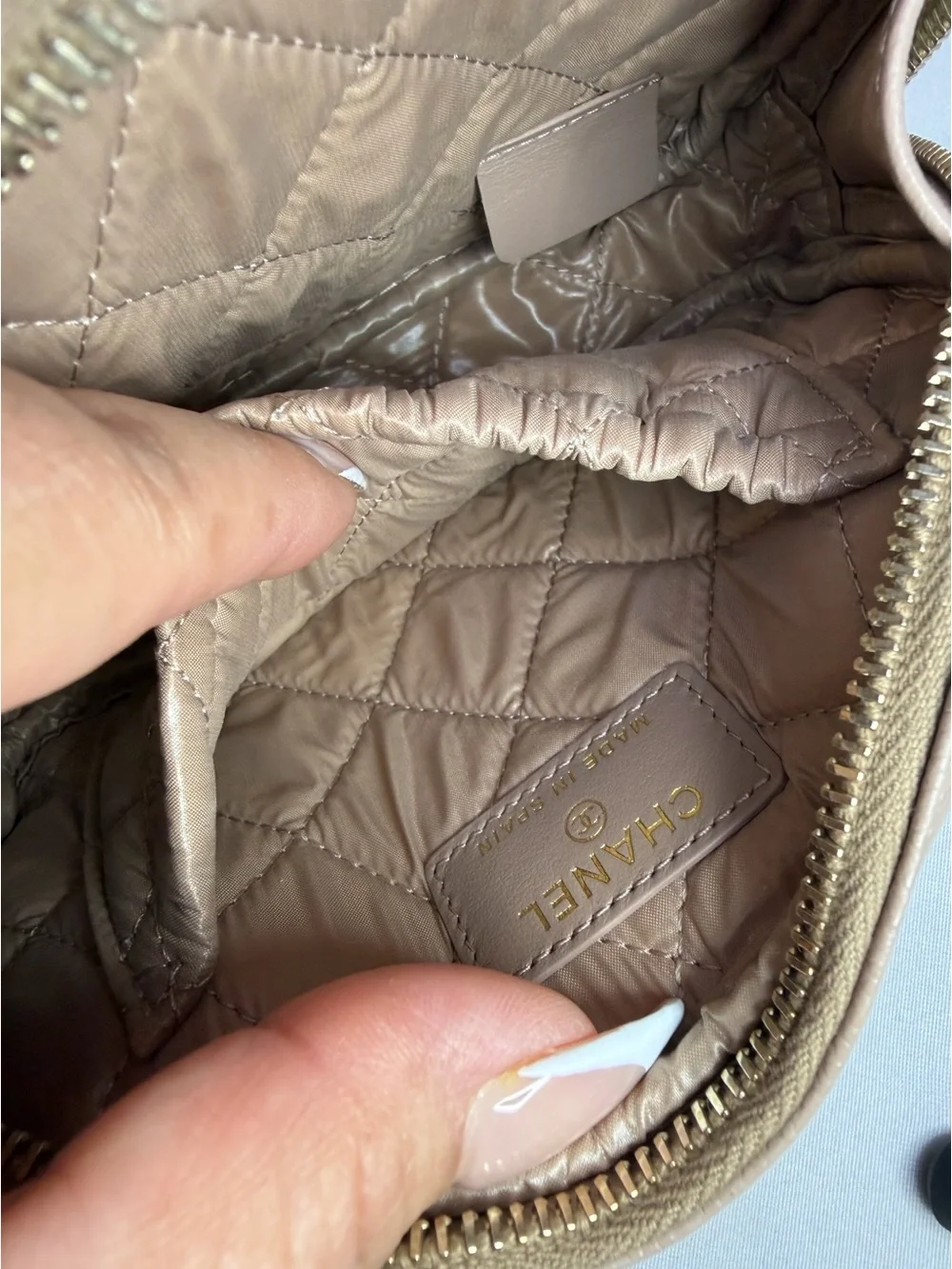 CHANEL Beige Small Curvy Pouch 26C
